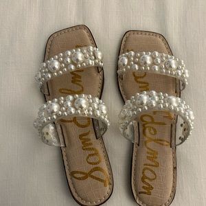 Sam Edelman Elena’s Sandals - Clear with Pearls Size 9